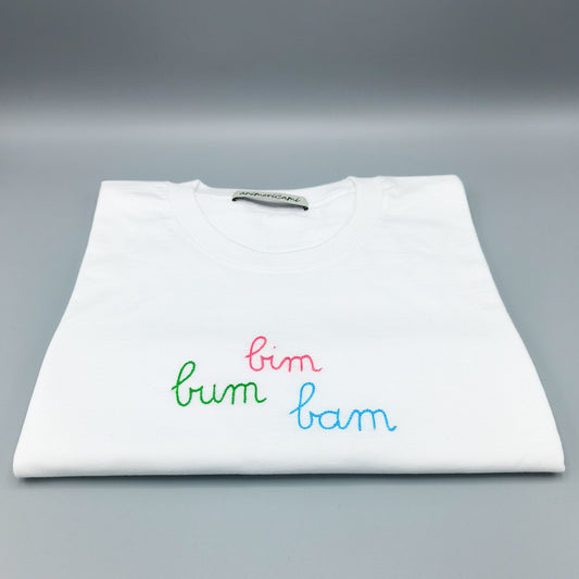 T-shirt bianca ricamata Bim Bum Bam
