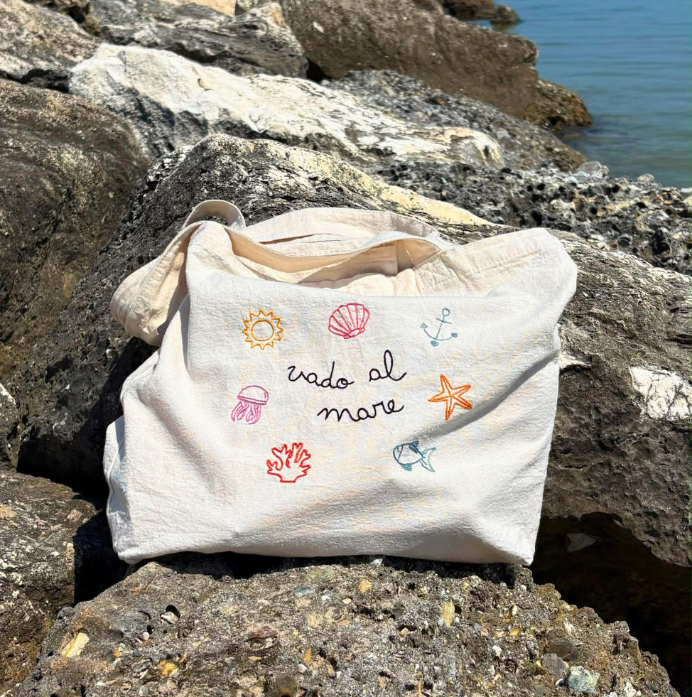 Tote bag grande "Vado al mare"