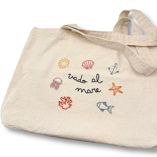 Tote bag grande "Vado al mare"